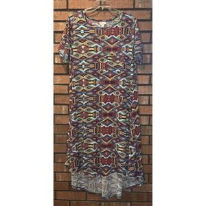 LuLaroe Aztec Print High‎ Low Short Sleeve Dress Size XL